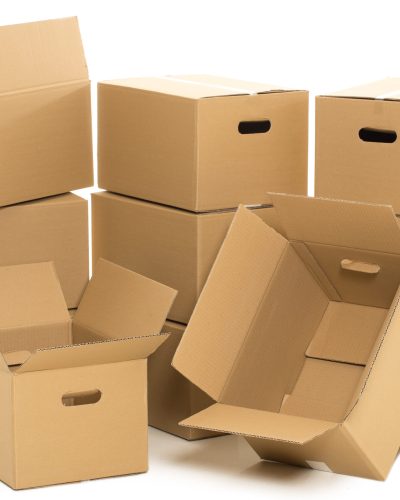 Few carton boxes on the white background